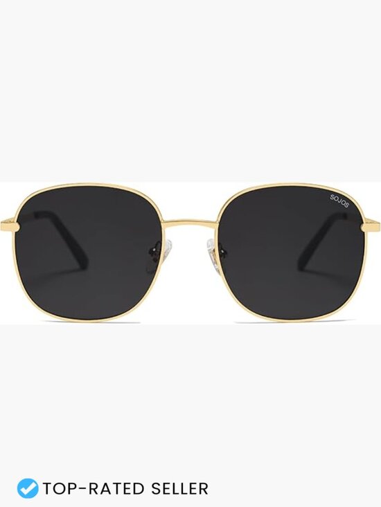 Classic Trendy Square Sunglasses Cute Big Frame Gold Shades main image 5